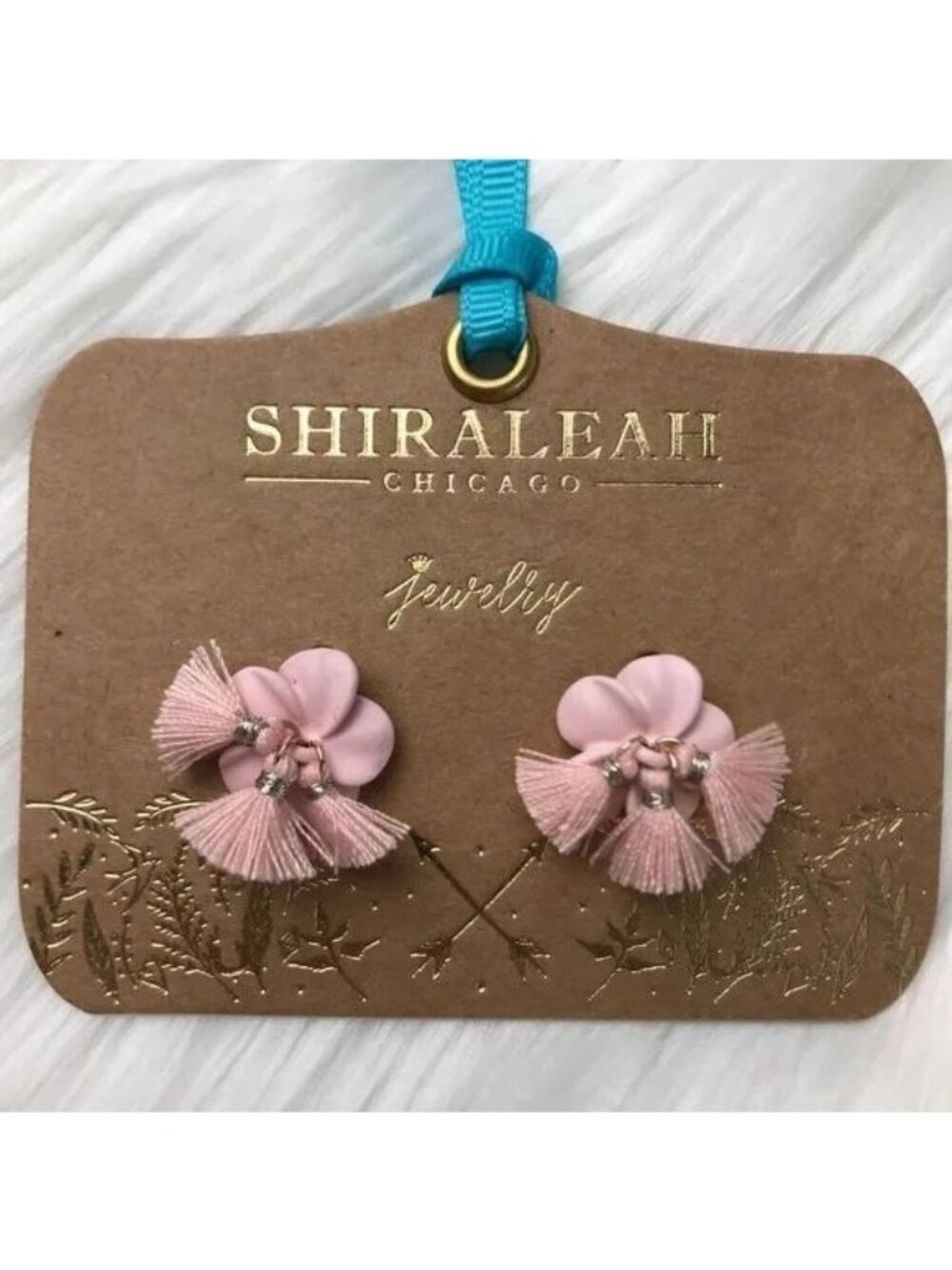 NWT‎ Anthropologie Boho Jewelry Fleur Earrings Blush Pink Tassel Whimsical